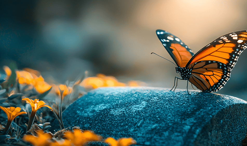 A picture of a butterfly on a log